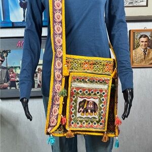 Vintage Boho Embroidered Elephant Crossbody Bag | Festival Hippie Purse